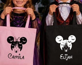 Custom Name Halloween Tote Bag, Trick Or Treat Kids Halloween Gift, Personalized Spooky Season