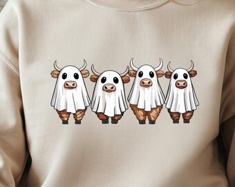 Cow Ghost Sweatshirt, Western Halloween Cow Sweatshirt, Halloween Cowboy Shirt, Halloween Ghost, Halloween Cow, Halloween Tee