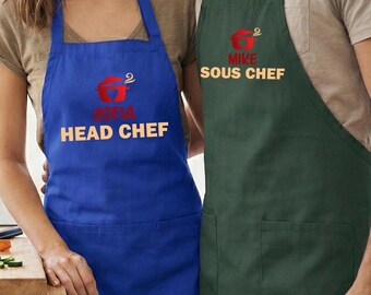Personalized Chef Apron Set, Custom Cooking Gift