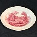 Margaret Leffingwell reviewed Vintage Small Size (Child Size?) White China Platter Shaped Plate with Red Country Ruins Scene - 7 1/2 x 5 1/2 inches - Marked English Abbey