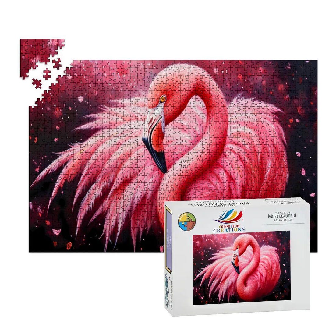 Colorflow | Flamingo Puzzle Wooden Tropical Bird Pink Feathers Jigsaw ...