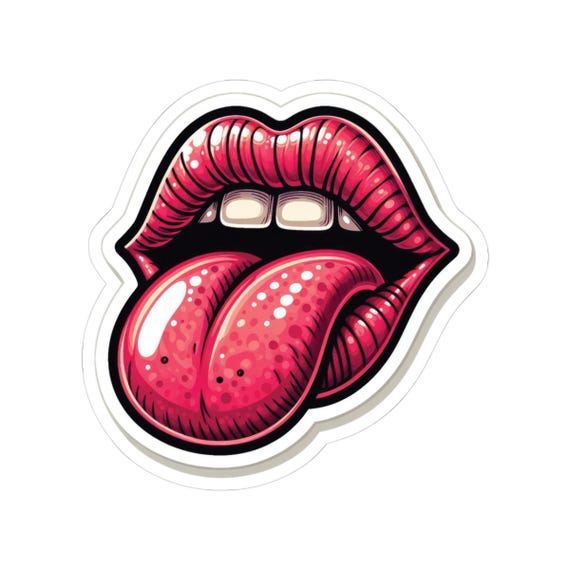 Retro Lips Tongue Out Sticker: Groovy Rock Vinyl Decal - Etsy