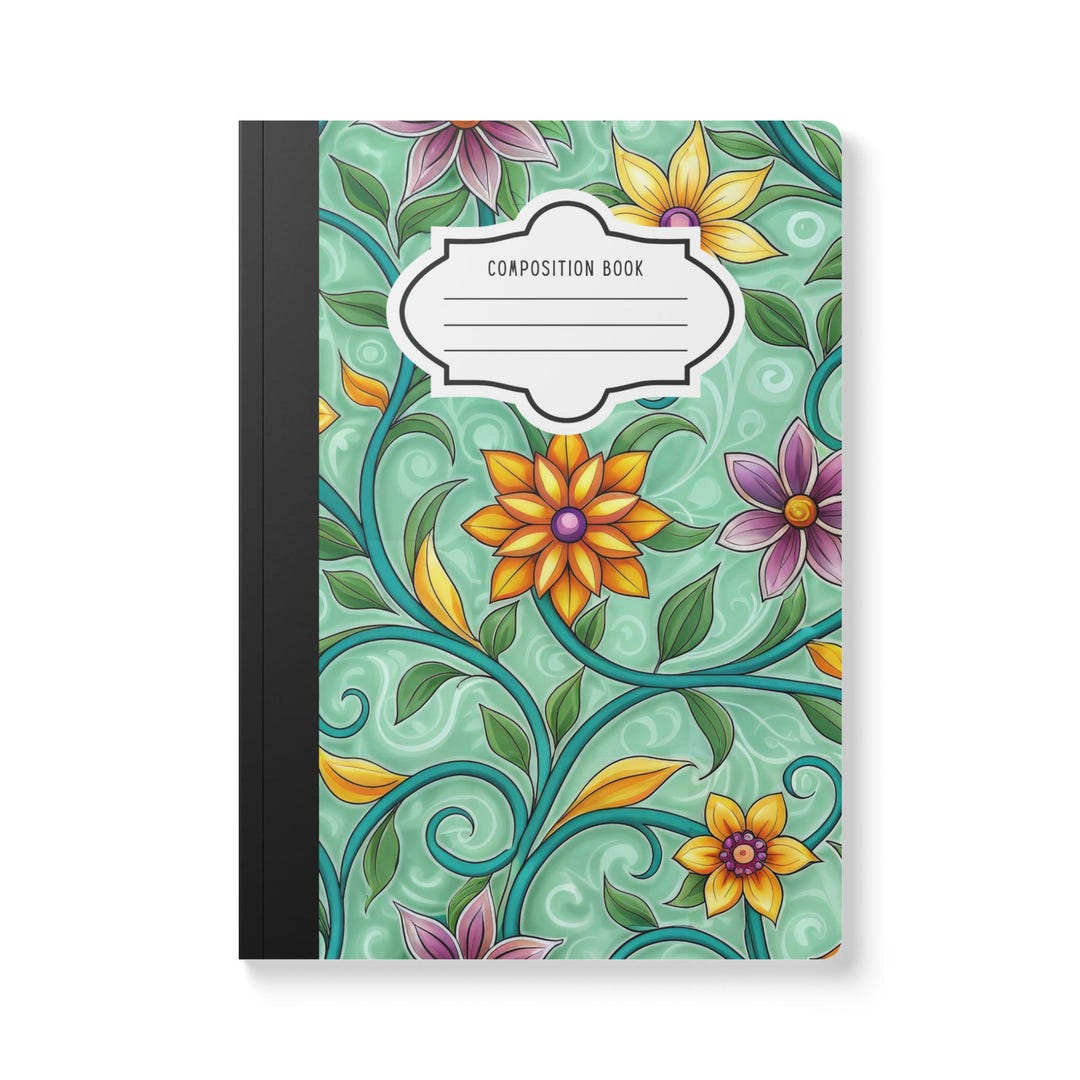 Colorflow | Mint Floral Vine Composition Notebook | Soft Whimsical ...