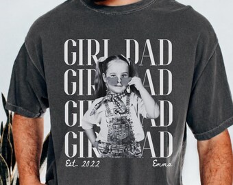 Camiseta personalizada con foto de niña y papá, colores cómodos, camiseta personalizada con foto de papá, regalo de papá de parte de su hija, camiseta del Día del Padre, año de nacimiento del papá