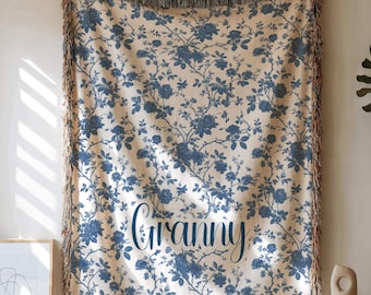 Personalized Grandma Blanket, Custom Grandmother Throw, Nana Floral Blanket, Gift for Grandmother, Christmas Gifts, Gift for Mom