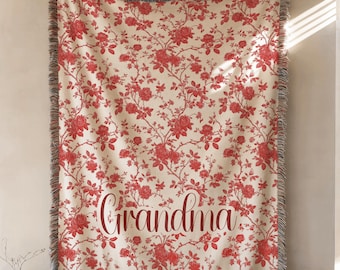 Personalized Grandma Blanket, Custom Grandmother Throw, Nana Floral Blanket, Gift for Grandparents, Christmas Gifts, Gift for Mom