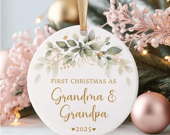 Personalized New Grandparents Ornament, New Grandparents Gifts, Baby Announcement, First Christmas as Grandma, Grandma and Grandad Ornament
