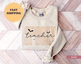 Teacher Halloween Sweater, Spooky Teacher Tshirt, Fall Teacher Crewneck, Halloween Shirt Elementary, School Halloween Clothing, Fall Teacher