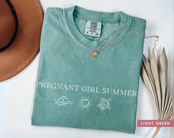 Pregnant Girl Summer Shirt Comfort Colors® New Mom To Be Gift Pregnant Girl Pregnancy Announcement Shirt Baby Reveal Tshirt Baby Shower Gift
