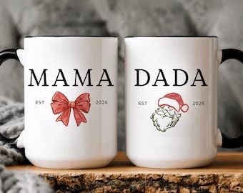 Custom Mom and Dad Mug Set, First Time Parents Gift, New Parents Cup Pregnancy Reveal Coffee Cups Baby Shower Present Expecting Parents Mugs