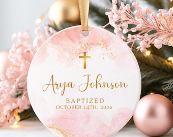 Personalized Cross Ornament, Baptism Ornament, Baptism Gift for Girl, Goddaughter Gift, Baby Girl Baptism, Custom Baptism Gifts