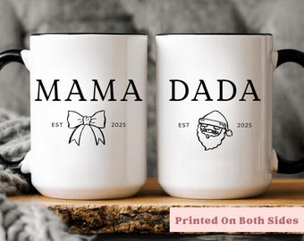Custom Mom And Dad Mug Set, First Time Parents Gift, New Parents Cup Pregnancy Reveal Coffee Cups Baby Shower Present Expecting Parents Mugs