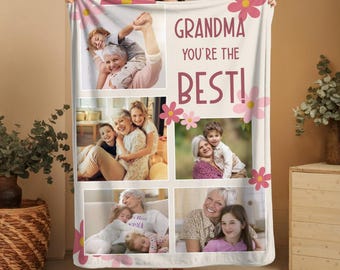 Personalized Grandma Blanket, Custom Grandmother Throw, Nana Floral Blanket, Gift for Grandparents, Christmas Gifts, Gift for Mom