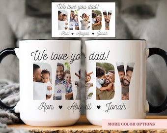 Custom Photo Mug for Daddy Grandpa Personalized Collage Coffee Cup Father’s Day Gift From Kids with Names Daddy Birthday Gift Grandpa Gift
