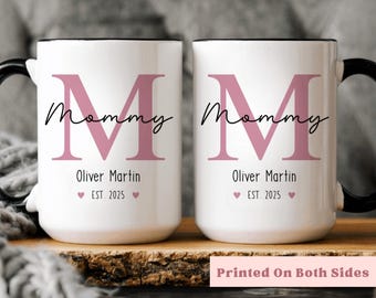 Personalized New Parents Mug Set First Time Mom and Dad Gift Coffee Mugs Baby Shower Gift Pregnancy Reveal Present Mommy and Daddy Est. 2026