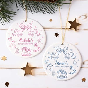 Baby&#39;s First Christmas Ornament Personalized Baby&#39;s 1st Christmas Ornament Girl 1st Christmas Ornament Boy Custom Baby Shower Gift Keepsake