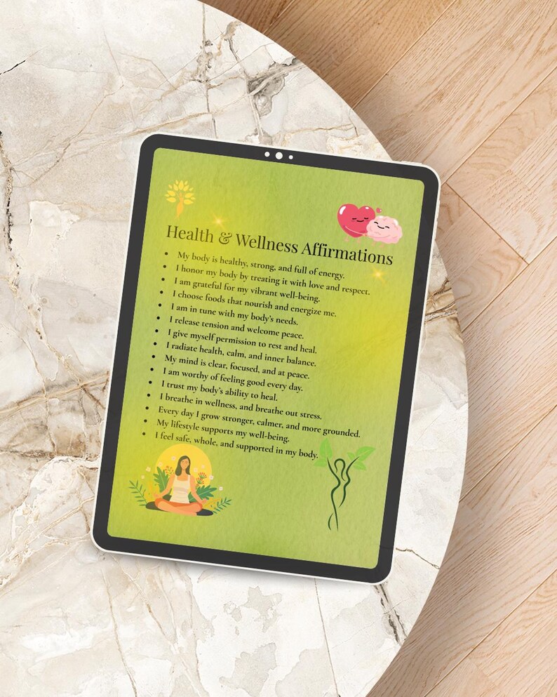 Health & Wellness Affirmation Printable | Positive Self-care Quotes ...
