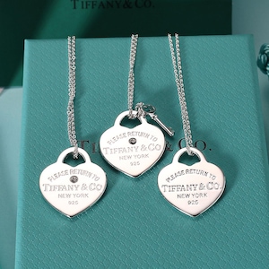 Collier Tiffany, collier coeur, collier de diamants, coffret cadeau, cadeau pour elle, meilleur cadeau, cadeau de nouvel an