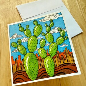 Bright Day Cactus Originalkunst, Packung mit 10 Grußkarten, Grußkartenset