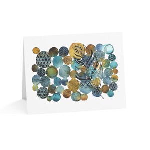 Aquarel veren doodle wenskaarten (1, 10, 30 en 50 stuks)