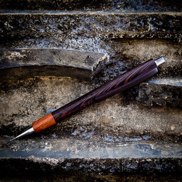 Wengi , garing  Wood Mechanical Pencil with Clip  - ALL Hand-Made - A Perfect  Present