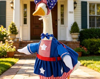 23 Inch Independence Day Porch Goose Outfit, Patriotic Goose Clothes, 4th of July Goose Costume, Lawn Decor Set