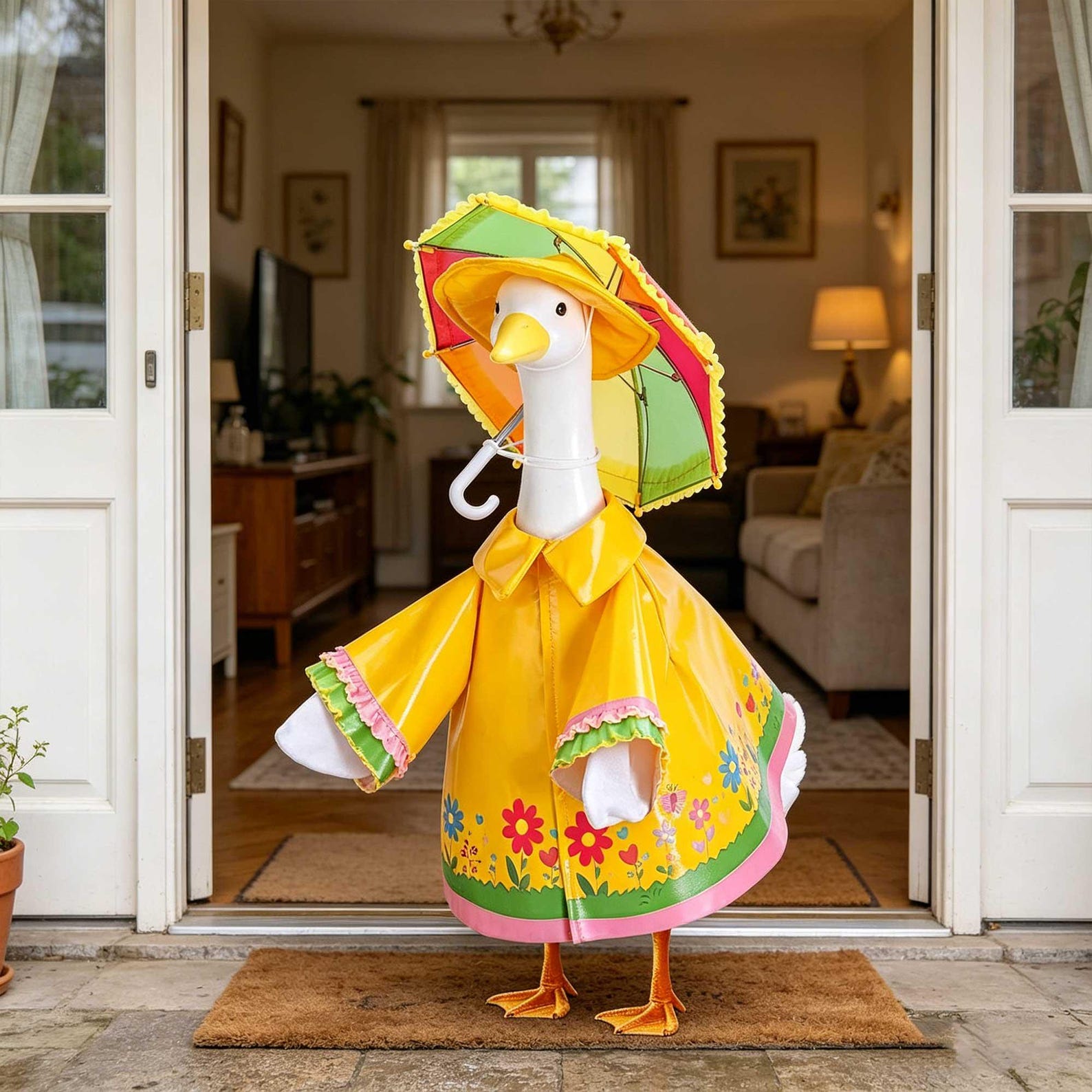 Raincoat Porch Goose Outfit, 23 Inch - Style E
