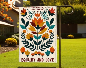 Vielfalt Kindness Garten Flagge, Gleichheit Liebe, Pride Flagge, LGBTQ + Dekor, inklusive Flagge, feministisches Geschenk, geblümt