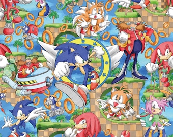 Sonic the Hedgehog Fabric Classic Game Cotton Fabric Game Fabric Cartoon Fabric Anime Fabric 100% Cotton Fabric By The Half Yard