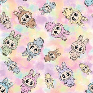 Labubu Fabric Classic Magical Monsters Fabric Monster Doll Fabric Cartoon Fabric Anime Fabric 100% Cotton Fabric By The Half Yard