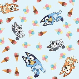 Bluey Fabric Blue Dog Fabric Bluey and Bingo Fabric Cartoon Fabric Lilo and Stitch Fabric Anime Fabric 100% Cotton Fabric By The Half Yard