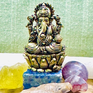 Ganesha Statue | 2” Brass Idol | Hindu God of Beginnings & Remover of Obstacles | Mini Altar Deity | Vastu Decor | Spiritual Gift | Ganapati