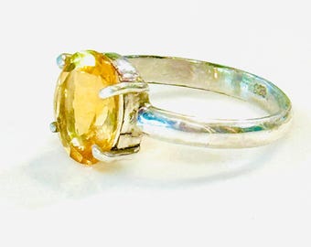 Elegant Citrine Silver Ring with Catchers | Confidence and Abundance