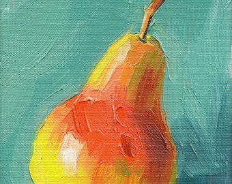 Pear Oil Painting •  Giclée Print • 5x7 • “Pear Blush 1”