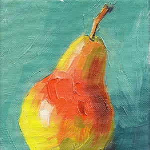 Pear Oil Painting Giclée Print 5x7 Pear Blush 1 image 1