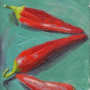 Chili Oil Painting •  Giclée Print • 5x7 • “Red Hot Chili Peppers 3”