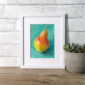 Pear Oil Painting Giclée Print 5x7 Pear Blush 1 image 2