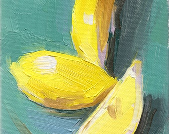 Lemon Oil Painting •  Giclée Print • 5x7 • ”Lemon Swirl”