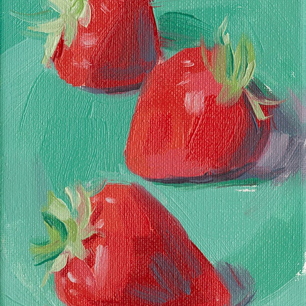 Strawberry Oil Painting •  Giclée Print • 5x7 • “Strawberry Bliss”