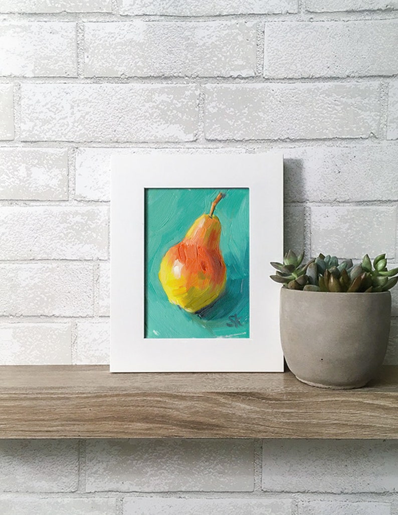 Pear Oil Painting Giclée Print 5x7 Pear Blush 1 image 3