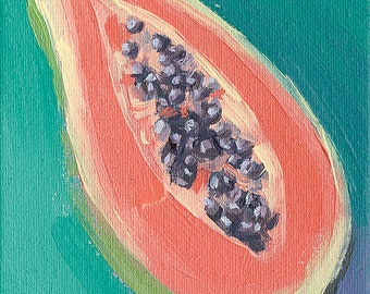 Papaya Oil Painting •  Giclée Print • 5x7 • “Papaya Pink”