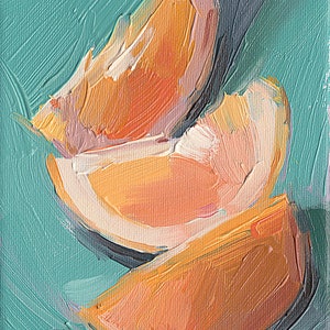Grapefruit Oil Painting •   Giclée Print • 5x7 • ”Grapefruit Slice”
