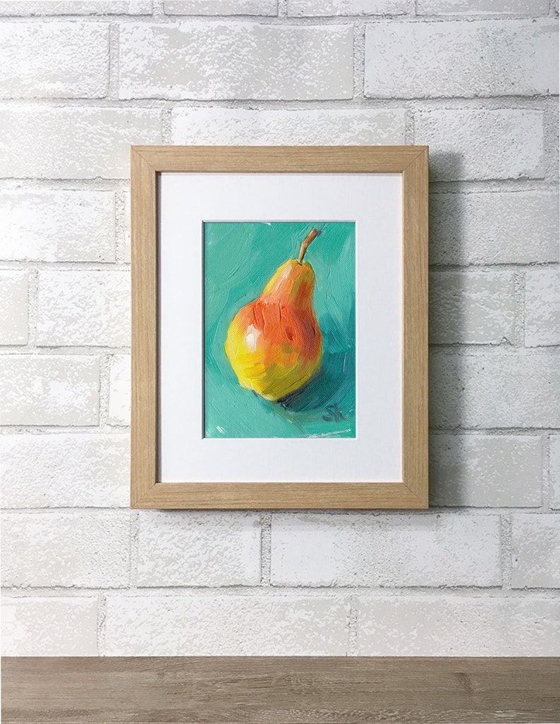 Pear Oil Painting Giclée Print 5x7 Pear Blush 1 image 4