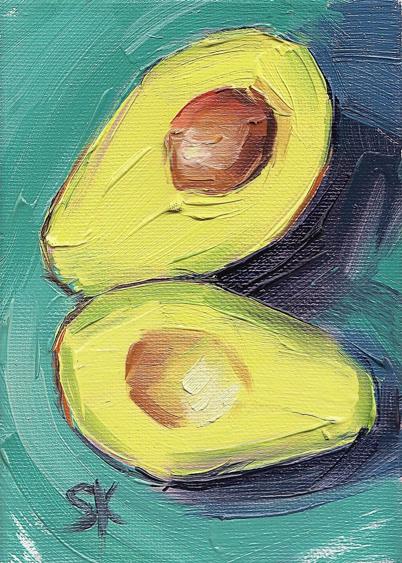 Avocado Oil Painting Giclée Print 5x7 Avocado Connection 2 image 1