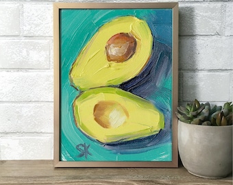 Peinture à l'huile sur l'avocat • Impression giclée • 8,5 x 11,875 • « Avocado Connection 2 »