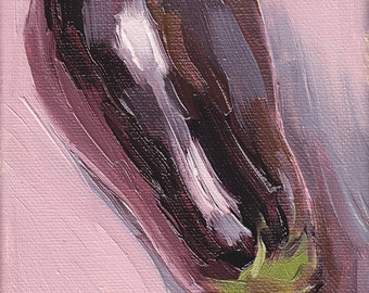 Eggplant Oil Painting • 5x7 • “Baby Eggplant”