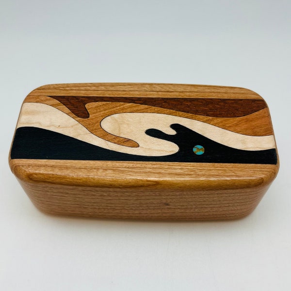 Large Secret Box/Guitar Pick Box - Turquoise Inlay