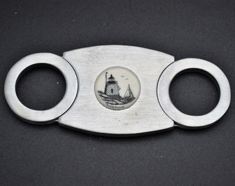 Cigar Cutter- Polymer Resin Reproduction Nautical Engraving- Nautical Designs
