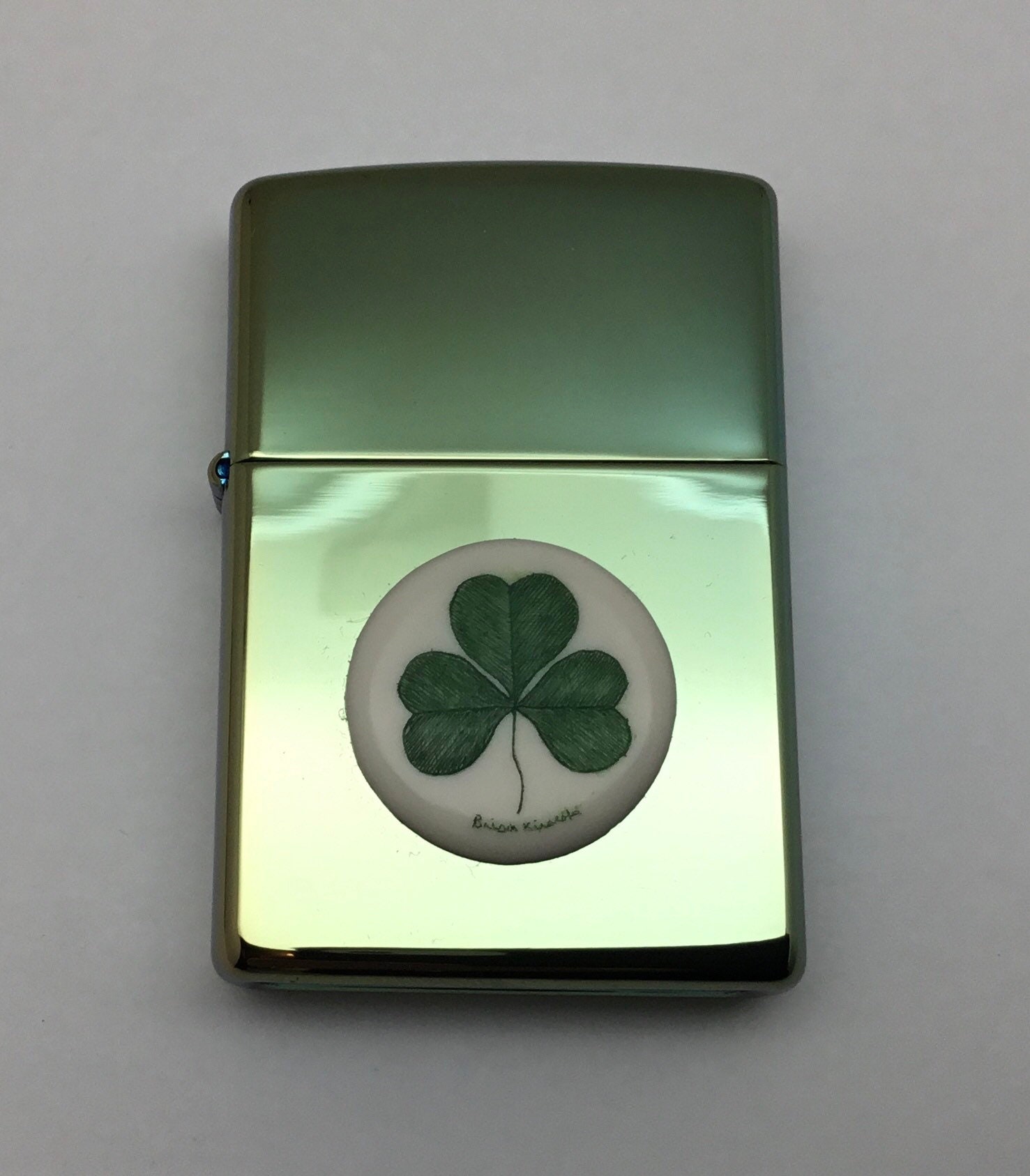 Scrimshaw Zippo Lighter Shamrock Polymer Etsy