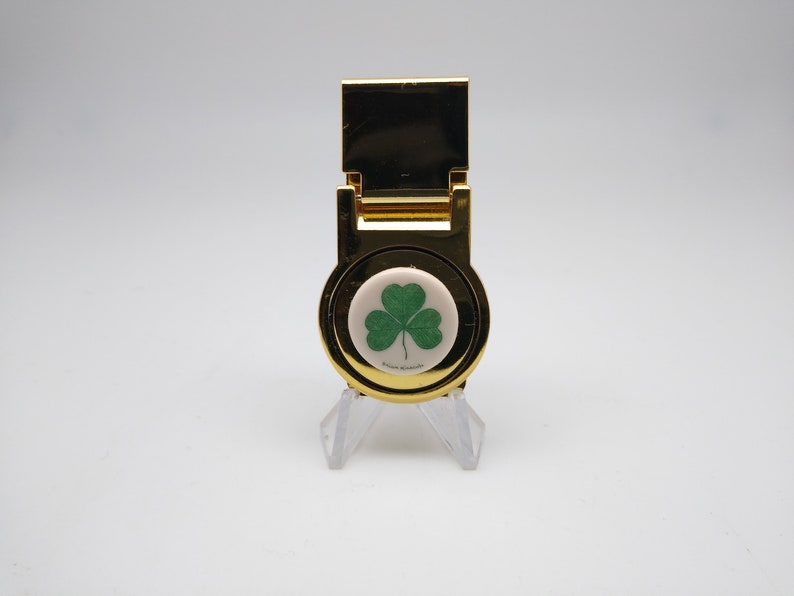 Money Clip Polymer Resin Reproduction Scrimshaw Shamrock Shamrock - Green